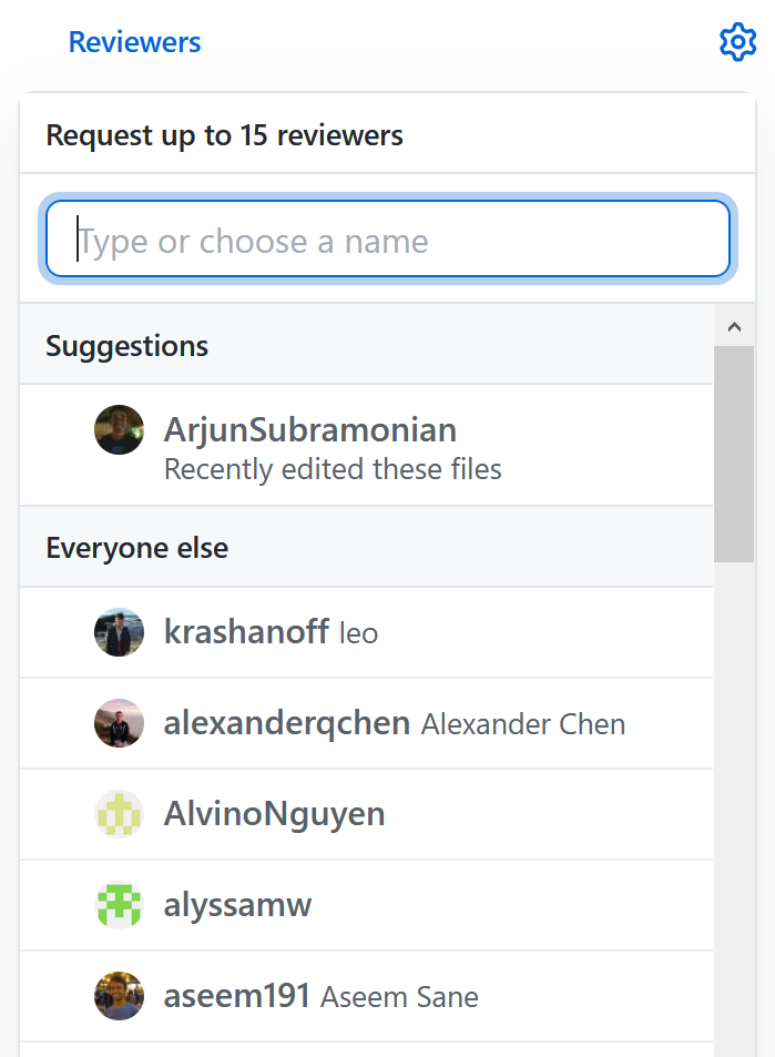 selecting a reviewer for the pull request