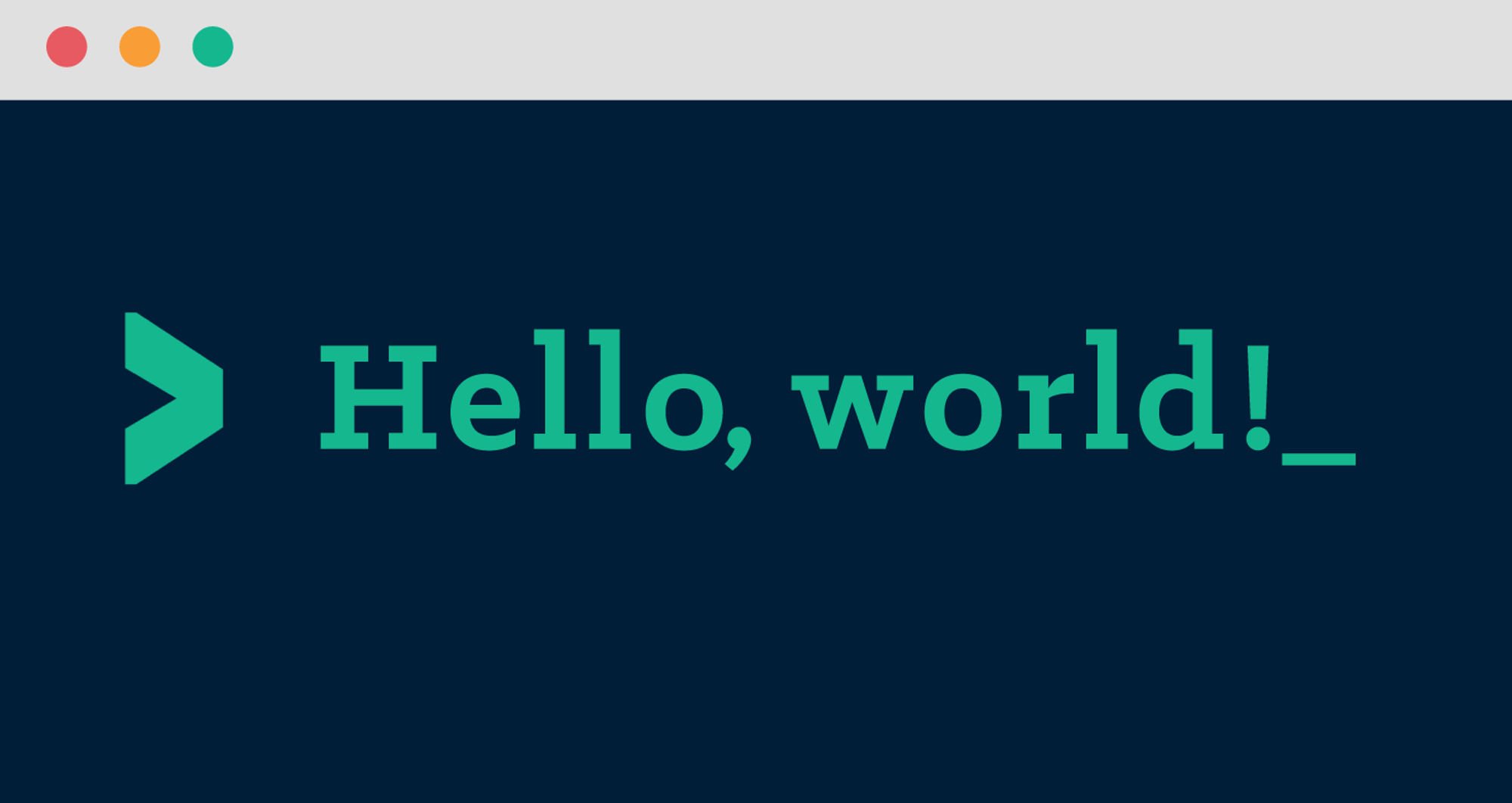 The words Hello World! in a terminal